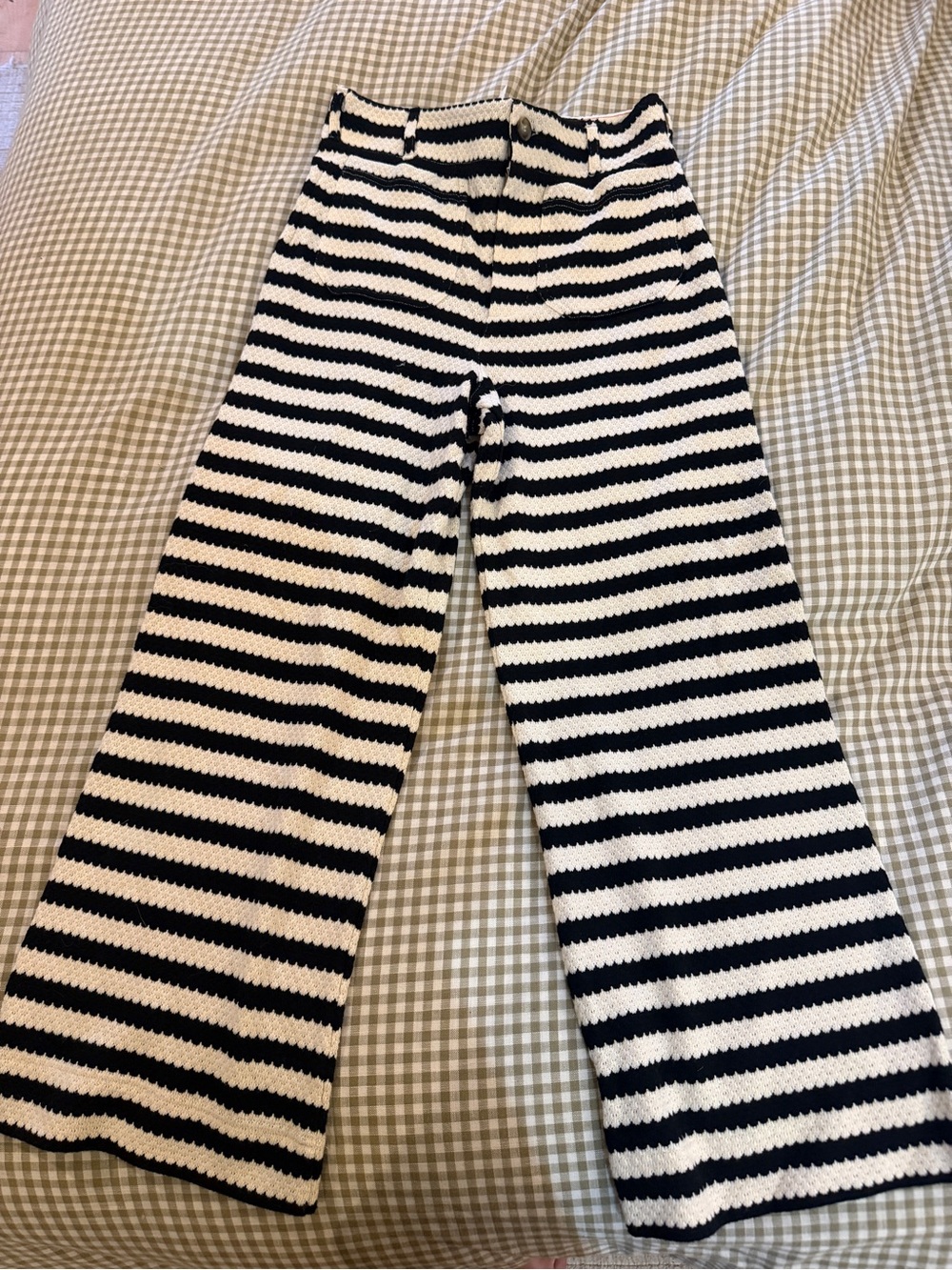 MAEVE Colette Striped Knit Crop Wide Leg pant